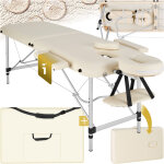 Table de massage pliante 2 zones en aluminium portable + housse - beige