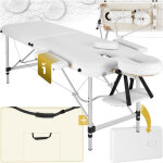 Table de massage pliante 2 zones en aluminium portable + housse - blanc