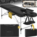Table de massage pliante 2 zones en aluminium portable + housse - noir