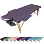 Table de massage pliante 2 zones en bois avec panneau reiki + accessoires et housse de transport - violet ...
