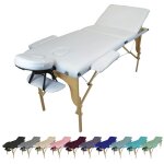 Table de massage pliante 3 zones en bois avec panneau reiki + accessoires et housse de transport - blanc ...