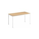 Sans marque - table multi - usages chêne clair l 140 x p 70 cm - Éco - piétement blanc - maxiburo Sans marque - table multi - usages chêne clair l 140 x p 70 cm - Éco - piétement blanc - maxiburo