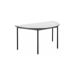 Sans marque - table multi - usages demi - rond l 140 x p 70 cm, pi�tement noir - confort - plateau gris ...