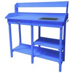 Table multiusages lasur�e habrita foresta tab 1105 couleur bleue utilisable en table rempotage ou table ...