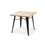 Kosmi - table style industriel en m�tal noir mat et bois clair - 80x80 cm