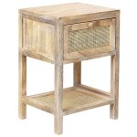 Beliani - table de nuit bois clair en rotin et bois de paulownia 51 x 35 x 29 cm rustique esto