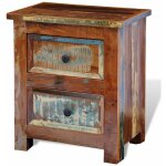 Table de nuit chevet commode armoire meuble chambre avec 2 tiroirs bois massif recycl