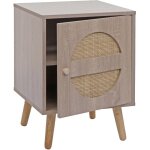 Table de nuit hhg 204, table basse d'appoint, compartiments de rangement, kubu rotin bois m�lamin�, aspect ...