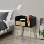 [en. casa] - table de nuit gibbston 64x50x36 cm noir effet bois