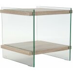 Dkd home decor - table de chevet verre mdf 50x50x49 temp�r� naturel
