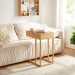 [en. casa] - table pour ordinateur portable k�fjord avec tiroir bambou 68 x 55 x 35 cm naturel