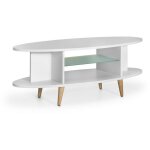 Topkit - table ovale avec tagre en verre 1200 2474 table centrale table  manger couleur blanche