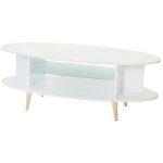 Topkit - table ovale avec plateau en verre 1300 2475 table basse table � manger couleur blanche