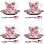 Table passion - coffret 4 tasses et sous tasses avec cuill�res 16 cl louise