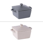 Table passion - mini cocotte carr� 13 cm en gr�s (lot de 2)