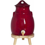 Table passion - vinaigrier 3, 5 l en gr�s rouge sur socle bois