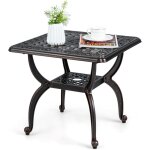 Table de patio en fonte d'aluminium, table basse bistrot antirouille de 53 cm, table d'appoint à cadre ... Table de patio en fonte d'aluminium, table basse bistrot antirouille de 53 cm, table d'appoint à cadre ...