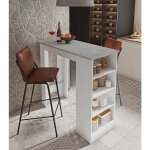 Table pninsule de cuisine avec 4 tagres, meuble bar, table haute auxiliaire, 112x49, 50xh106 cm, couleur ...
