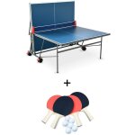Table de ping pong indoor bleue - table pliable avec 4 raquettes et 6 balles. pour utilisation intrieure. ...