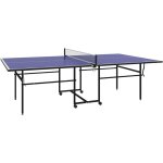 Table de ping - pong pliable compacte avec 4 roulettes bleu Table de ping - pong pliable compacte avec 4 roulettes bleu