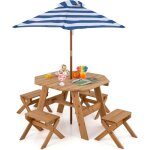 Table de pique - nique enfant avec parasol amovible & r�glable, table de jardin ext�rieur octogonale ...