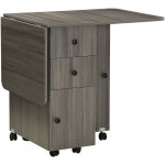 Table pliable de cuisine salle  manger - 2 tiroirs, placard, niche - panneaux aspect bois anthracite ...