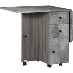 Table pliable de cuisine salle  manger - 2 tiroirs, placard, niche - panneaux aspect bois bton cir ...