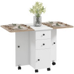 Table pliable de cuisine salle  manger - 2 tiroirs, placard, niche - panneaux aspect bois chne blanc ...