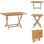 Table pliable de jardin 120x70x75 cm bois de teck solide - table de jardin - table pliante - table en ...