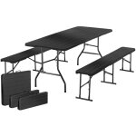 Table pliante et 2 banc pliantes - table de jardin 180 rectangulaire 8 personnes - ensemble table et ...