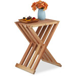 Relaxdays table pliante, bois de noyer, salon, balcon et terrasse, hlp 44, 5x34x28 cm, table d'appoint, ...