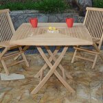 Teck'attitude - table pliante carre en teck massif cardif 90 x 90 cm