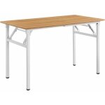 Table pliante cuisine à manger hauteur réglable pour 4 personnes 120 cm hêtre et blanc Table pliante cuisine à manger hauteur réglable pour 4 personnes 120 cm hêtre et blanc