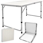 Table pliante de jardin camping avec poignée - 120x60x55 / 63 / 70 cm - blanc / crème - en aluminium ... Table pliante de jardin camping avec poignée - 120x60x55 / 63 / 70 cm - blanc / crème - en aluminium ...