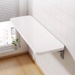 Table pliante murale 80x50, table de cuisine, petit bureau flottant peu encombrant blanc
