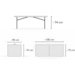Mediawave store - table pliante portable silvera blanche avec poign�e 180 x 75 x 74 cm