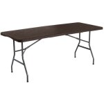 7h seven house - table pliante rectangulaire effet bois 180x74x74cm 7house