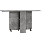 Table pliante sur roulettes 140l x 75l x 74h cm 2 étagères intégrées panneaux effet béton ciré Table pliante sur roulettes 140l x 75l x 74h cm 2 étagères intégrées panneaux effet béton ciré
