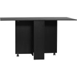 Table pliante sur roulettes 140l x 75l x 74h cm 2 étagères intégrées panneaux noir Table pliante sur roulettes 140l x 75l x 74h cm 2 étagères intégrées panneaux noir