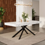 Table � rallonges, 140 / 18080 cm, pour 6 � 8 personnes, forme rectangulaire, plateau �pais, pieds m�talliques ...