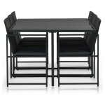 Table rectangulaire et 6 chaises de jardin r�sine tress�e noir et m�tal malm
