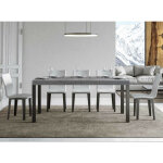 Table rectangulaire extensible 6  14 personnes l 180  284 cm gris bton et mtal anthracite evy