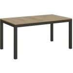 Table rectangulaire extensible 6 � 16 personnes l 120 � 380 cm bois clair et m�tal anthracite evy