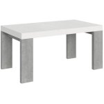 Table rectangulaire extensible blanche et gris béton 160 à 420cm ribo - support 4 pieds Table rectangulaire extensible blanche et gris béton 160 à 420cm ribo - support 4 pieds