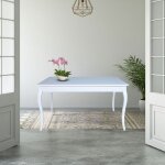 Table rectangulaire  rallonge frne blanc 140 cm - liberty