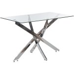 Beliani - table rectangulaire verre trempé et pieds argent 120 x 70 cm maramo Beliani - table rectangulaire verre trempé et pieds argent 120 x 70 cm maramo