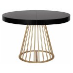 Paris prix ? table de repas extensible ronde 110 - 260cm ? finition noire ? mdf et m�tal ? accueille ...