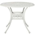 Beliani ? table de jardin ronde 90 cm en aluminium ? aspect vieilli blanc cass� ? style r�tro ? pour ...