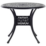 Beliani - table de repas jardin ronde 90 cm en aluminium aspect vieilli noir ancona
