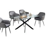 Homy france - table repas jessica xxl verre 180x90 cm 6 � 8 couverts